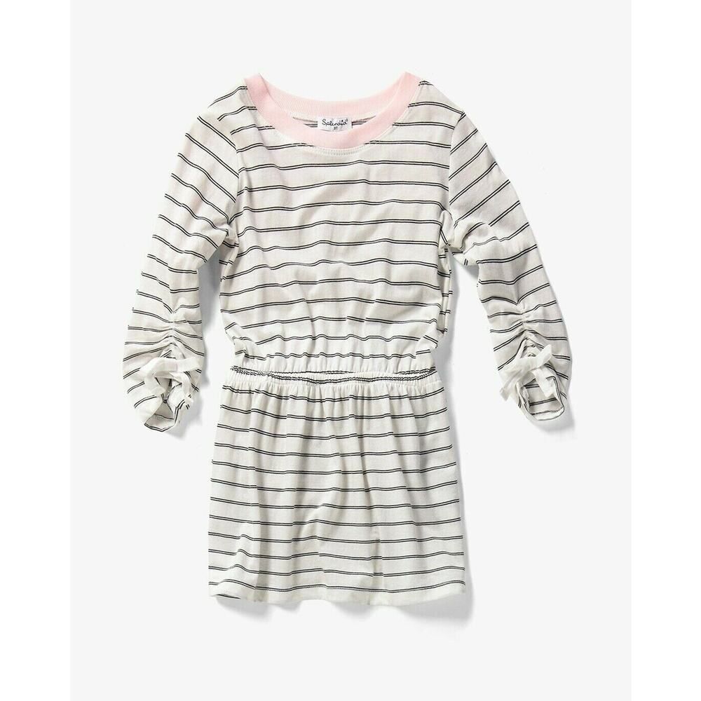 SPLENDID Designer Toddler Kids Girls White Striped Dress Soft Stretch Casual 4T